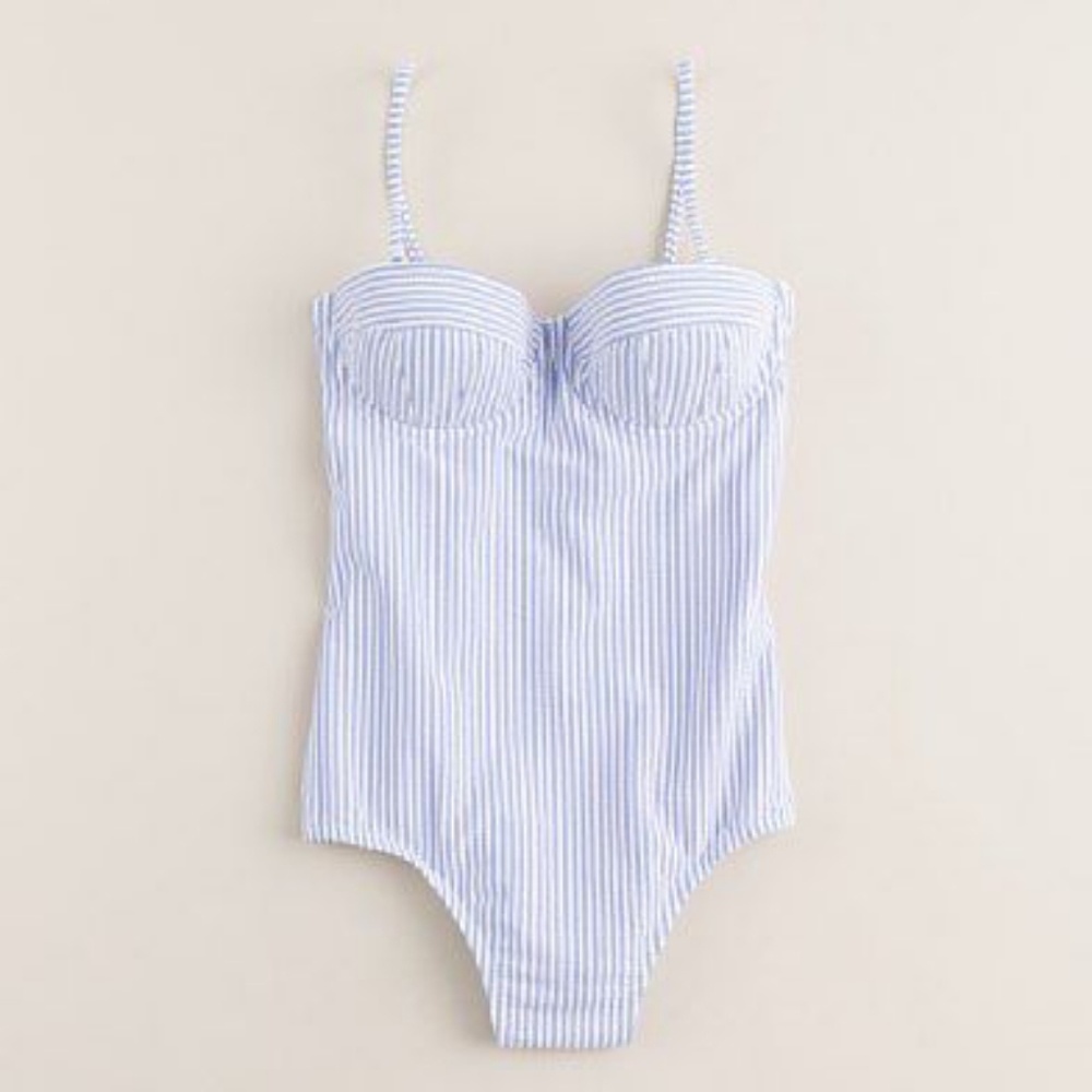 J Crew Seersucker Convertible One Piece Swimsuit